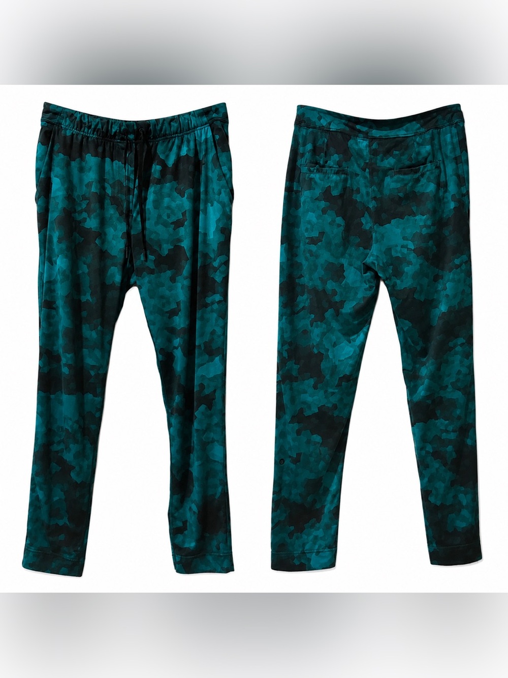 Lululemon Jet Crop Slim Jogger Pants Size 4 Green Teal Abstract  Athletic Yoga